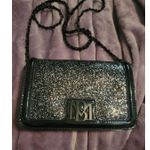Badgley Mischka Black Glitter Evening Chain Bag Party Purse Clutch Photo 0