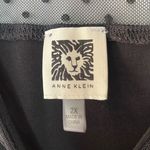 Anne Klein  Black Short Flutter Sleeve Blouse Sheer Polka Dot Yoke Size 2X Photo 4