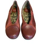 Fly London  "YONI" TWO TONE BURGUNDY LEATHER SLIP ON WEDGE SHOES (38) Photo 5