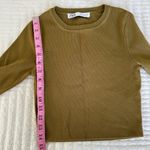 ZARA  Ribbed Knit Cropped Long Sleeve Top Moss Medium Photo 11