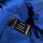 Boston Proper  Pleated High Neck Blouson Blue Midi Dress Photo 13