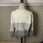 Black Halo H&M Womens Gray White Colorblock Crew Neck Long Sleeve Pullover Sweater L‎ Photo 2