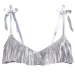 Savage X Fenty Pleated Lame Unlined Bra in Silver, Size 40DD Silver Photo 0