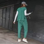 NWT Free People Movement One To Beat Green Set / Slouchy Harem Pants & Top Small Photo 2