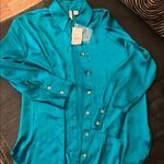 Cato Teal Button-Up Blouse Photo 0