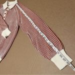 Vince Camuto contrasting ribbed knit henley pullover sweater, red and cream,sz M Size M Photo 4