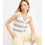 Loft 🆕 Striped Button Sweater Tank in Knit Rainbow Stripe Photo 1