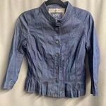 Ann Taylor Loft Jacket Women's 4 Blue Denim Front Button Long Sleeve Pleated B71 Photo 0