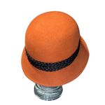 New Rust Betmar Tegan Wool Felt Cloche Hat Fedora Black Feathered Trim Accessory Orange Photo 3