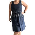 Maurice's Navy Blue Color Block Sleeveless Casual Dress with Polka Dot Waist Photo 8