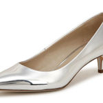 Sam Edelman Women's Dori Pump Kitten Heel Shiny Silver Size 7 Pointed Toe Photo 0