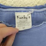 Kunkys Womens Blue Flower Hand Painted Sweatshirt Pullover Size Medium Quirky 3D Photo 5