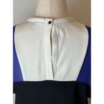 Maje Blue White And Black Colorblock Silk Detail Crew Neck Mini Shift Dress S Photo 5