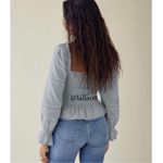 Reformation Roland Top Mineral Blue Smocked Long Sleeve Shirt Size XS Photo 5