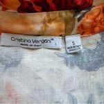 Cristina Vergani Italian Linen Shirt Dress S Beige Floral Button Down European Pink Photo 5