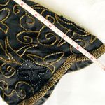 Vintage Denise Elle Beaded Silk Top Black Gold V Neck Crewneck Blouse Sz PS Photo 8