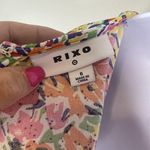 Rixo Floral Multi Color Bias Cut Midi V Neck Zipper Dress Size 6 Puff Sleeves Yellow Photo 5