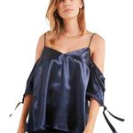 Urban Outfitters Silence + Noise Shiny Blue Off Shoulder Top Size M New Photo 0