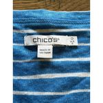 Chico's Linen Stripe V-Neck SS T-Shirt Womens 0 (S) Tropical Jade Beach Travel Photo 2