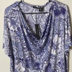 Tahari My Perfect Shape Blouse Paisley Cap Sleeve Cowl Neck Short Sleeves 1X NWT Photo 0