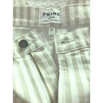 Frame Women’s Tan+White Striped Le Bardot Crop Flare Raw Edge Denim Pant-size 33 Photo 6