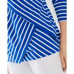 Chico's Womens Top Sz 1 M 8 Blue White Miraculous Stripe Tiered Knit Photo 3