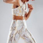 Carbon 38 ππ Metallic Snake Set Bra + High Rise Leggings ~ Cream/Gold Large NWT Photo 5