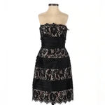 BCBGMAXAZRIA  | Black Lace Overlay Formal Cocktail Strapless Dress Size 2 Photo 3