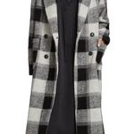 Xirena Cole Laurel Blanket Fleece Double Breasted Coat Black Ash Plaid XS Photo 1