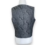 New York & Company Paisley Sleeveless Button Suit Vest Charcoal Black 8 Preppy Photo 3