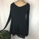 Free People Black Loose Fit Long Sleeve Asymmetric Hem Tunic Top XS Photo 2