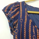 Shoshanna  Silk Chain-link Print Shift Mini Dress Short Sleeves Photo 8