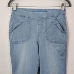 Belle by Kim Gravel Capri Jeans with Zipper Hem Size 4 Petite Denim Capris Blue Photo 1