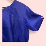 Vintage royal ocean blue silk Pebble Beach lightweight blouse short sleeve Size M Photo 2