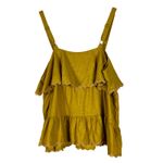 White Birch Sleeveless Blouse Womens 1X Yellow Tiered Lace Cottagecore Prairie Photo 4