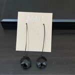 Black CZ Stone Slip on Hook Drop Earrings Photo 4