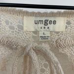 Umgee Crochet Lace Knit Sheer Mini Dress Coverup Keyhole Tie Long Sleeve Cream L Photo 6