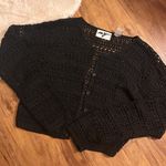 vintage black crochet knit cropped cardigan Size M Photo 2