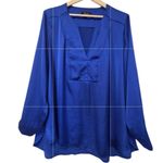 Melissa Paige  Woman Plus Blouse Size 2X Royal Blue Silk Look Wedding Bold Color Photo 8
