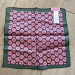 Kate Spade ♠️ New York 100% Silk Scarf Square Handkerchief New Pink Spade/Green Photo 2