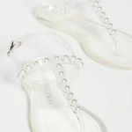 Stuart Weitzman ๐๐ Goldie Jelly Sandal Thong ~ Clear Pearl Embellishments 12 Photo 0