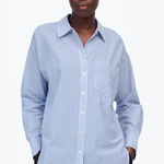Madewell Blue and White Striped Button Down Shirt Photo 0