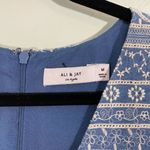 Ali & Jay Women's Blue Fully Embroidered V-neck Short Sleeve Mini Dress Size M Photo 6