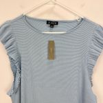 J.Crew  Vintage Rib Ruffle Boatneck Tank Top Striped Blue Nautical Preppy 2X NWT Photo 4