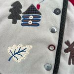 Christopher & Banks VTG  Fleece Woodland Winter Christmas Beige Vest Appliqué L Photo 5
