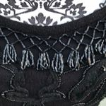 carole little Vintage 90s Beaded Tassel Little Black Sweater Knit Dress P/P Photo 3