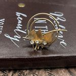 Vintage Gold Tone CZ Floral Leaf Brooch 1970s Photo 0