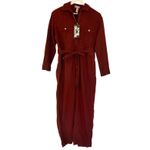 Future Collective NWT maroon cotton long sleeve jumpsuit size small Red Photo 2