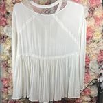 Free People  Cream Lace-Up Blouse A0198 Photo 3