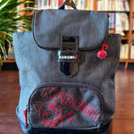 Sanrio KUROMI 2008 Black & Red Backpack Book Bag w/ Red & White Striped Lining Photo 0